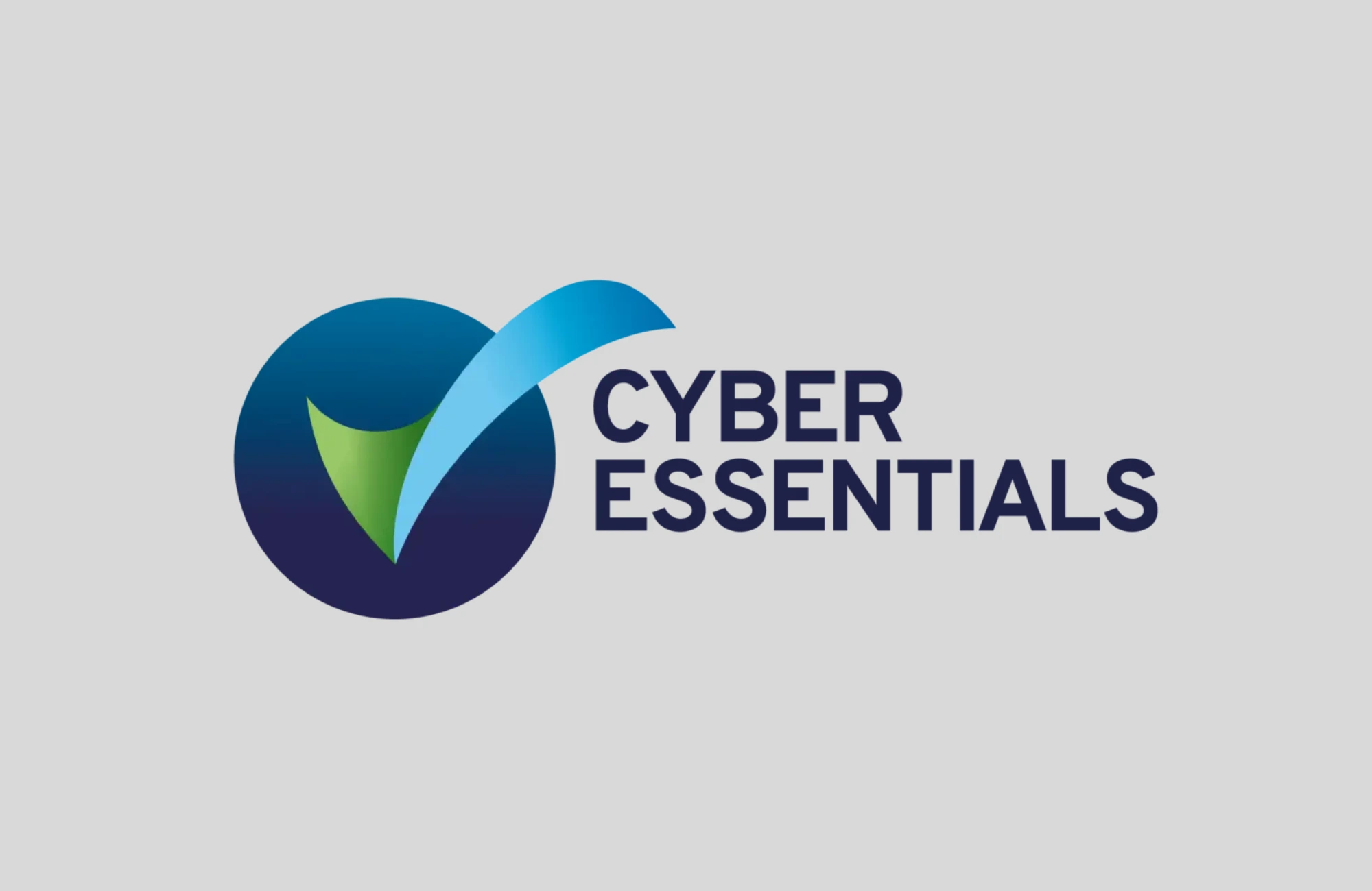 Cyber Essentials Logo - a blue and green tick extending from a blue circle next to the words Cyber Essentials