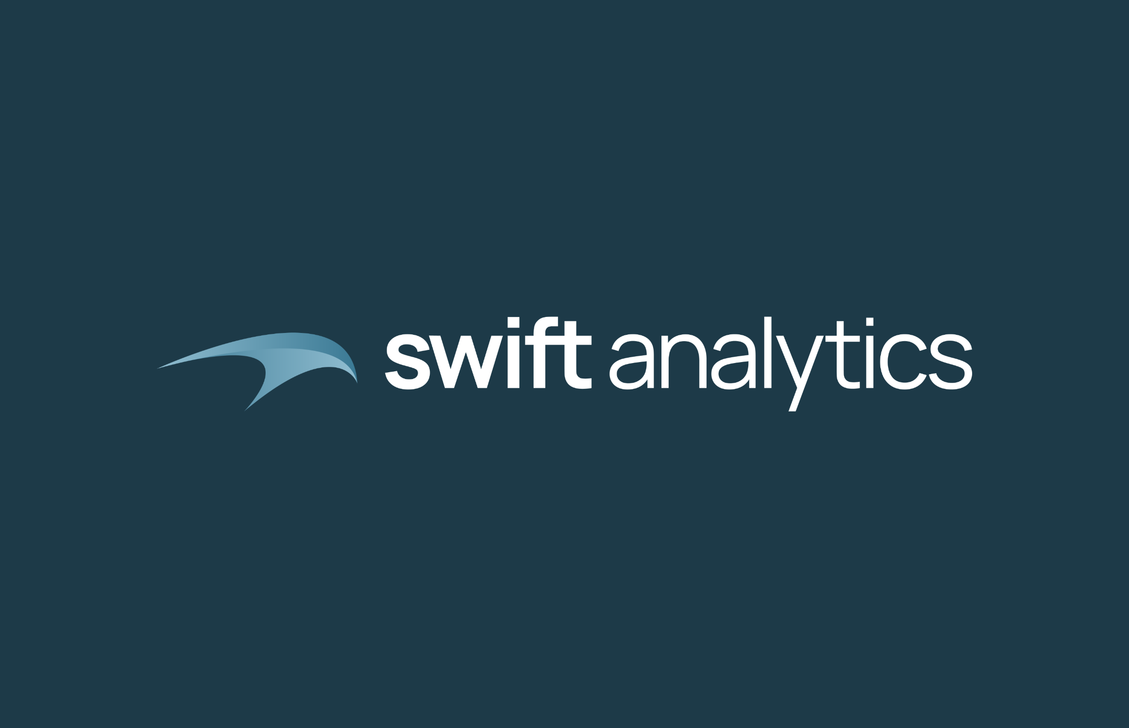A banner of our new logo, a minimalist image of a bird, with the words Swift Analytics